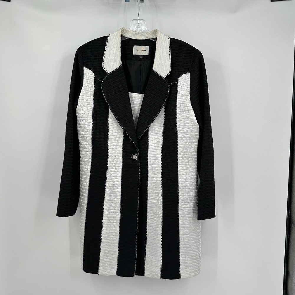 Womens Avant Garder Statement Jacket Size 8 Blazer Bold Monochrome Textured